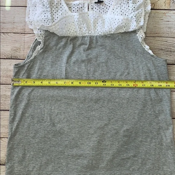 J Crew Gray and White Lace Trim Top - Picture 7 of 7